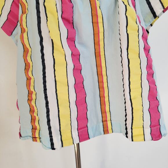 J. Crew Square Neck Seersucker Blouse Candy Striped Rainbow Women Plus 3X - Picture 8 of 11